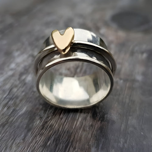 Bague cœur doré en argent
