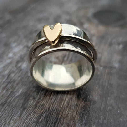Bague cœur doré en argent