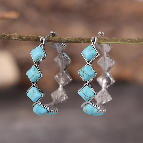 Créoles vintage en forme de U en turquoise