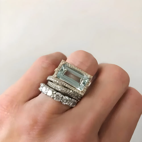 Set de bagues vintage en argent avec verre turquoise