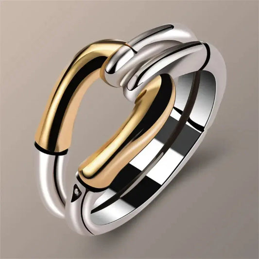 Bague vintage nouée en or et argent