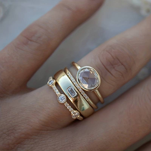 Set de bagues Lily en or et zirconium