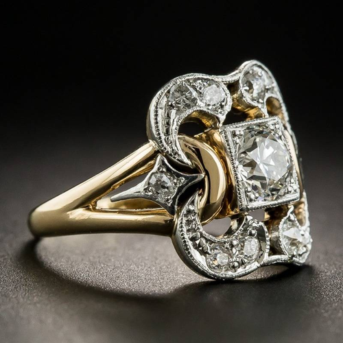 Bague vintage en or avec zirconium