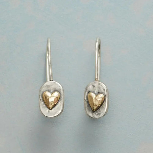 Boucles d’oreilles cœur doré en argent vintage