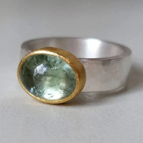 Bague verte vintage faite main